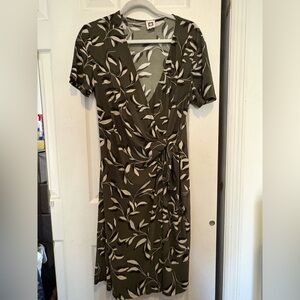 Faux Olive Green Wrap Dress